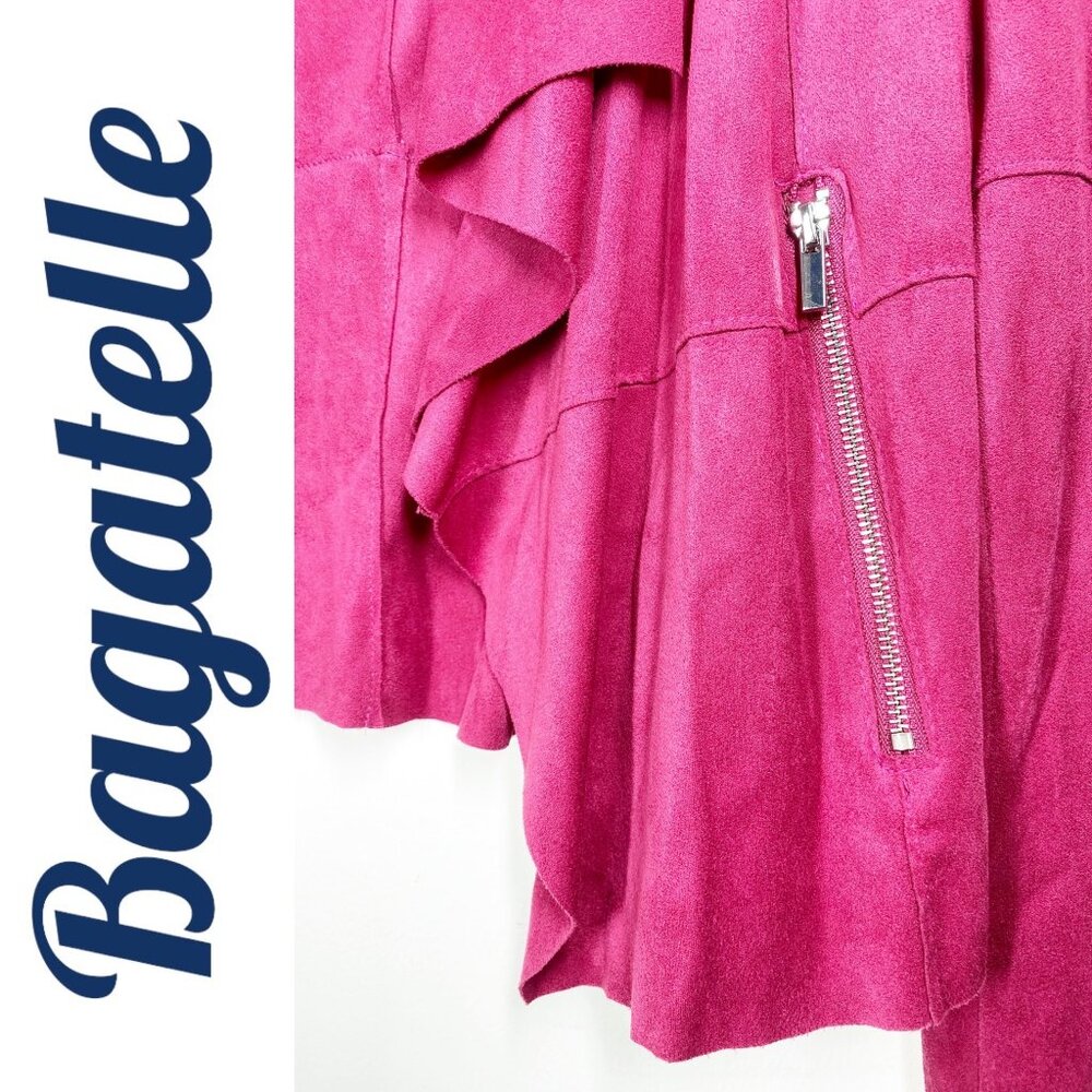 NWT BAGATELLE CRANBERRY RED MICRO SUEDE WATERFALL MOTO STYLE JACKET, SIZE MEDIUM - Picture 7 of 8